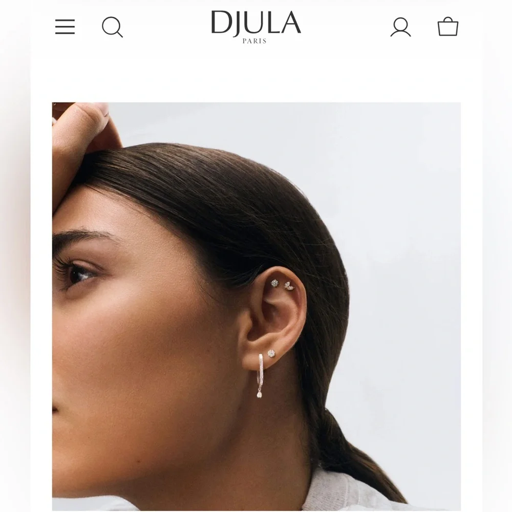 Djula 18K Yellow Gold and Diamond Graphique Pear Tassel Hoop Earring
